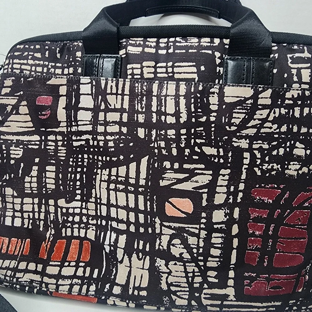 TUMI Abstract Pattern Laptop Bag Nylon Padded Compartments Removable Strap